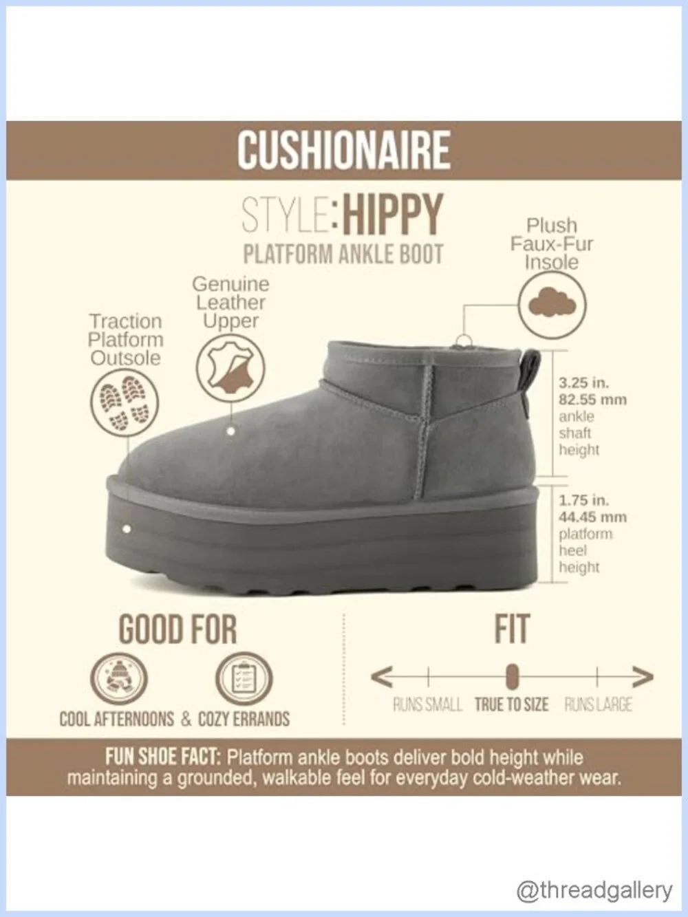Genuine Suede Platform Ankle Boots – Faux Fur Lining, Memory Foam, Slip-On